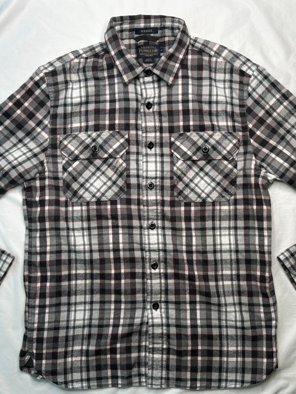 Pendleton Burnside Mens M Plaid Soft Flannel Long Sleeve Button Up Shirt Cotton